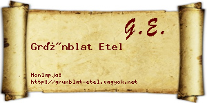 Grünblat Etel névjegykártya